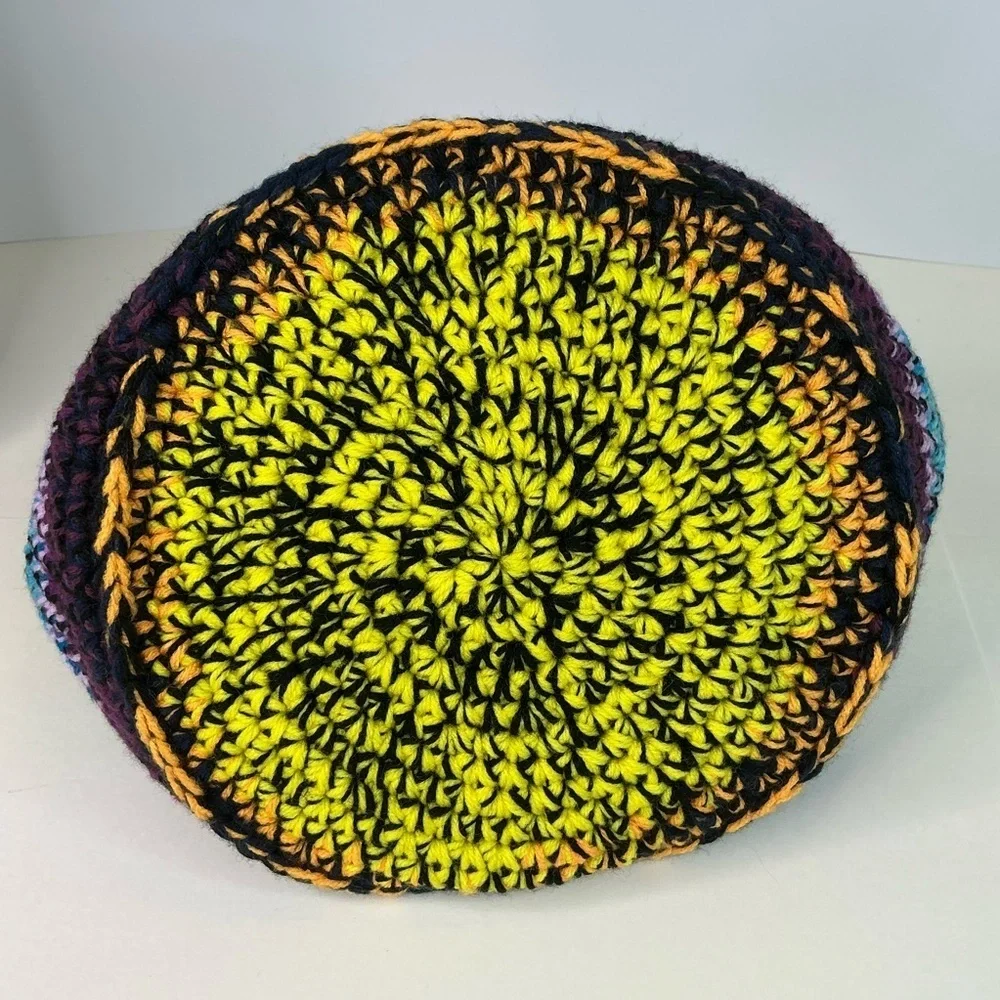 Handcrafted Multicolor Crochet Scrap Woven Tote Bag Basket Storage Handmade Knit